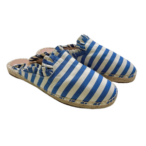 Kate Spade Laila Blue White Striped Size 8  Espadrille Mules EUC